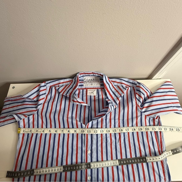 Frank and Eileen Relaxed Button Up Shirt Red Blue Stripes XS - Picture 9 of 9